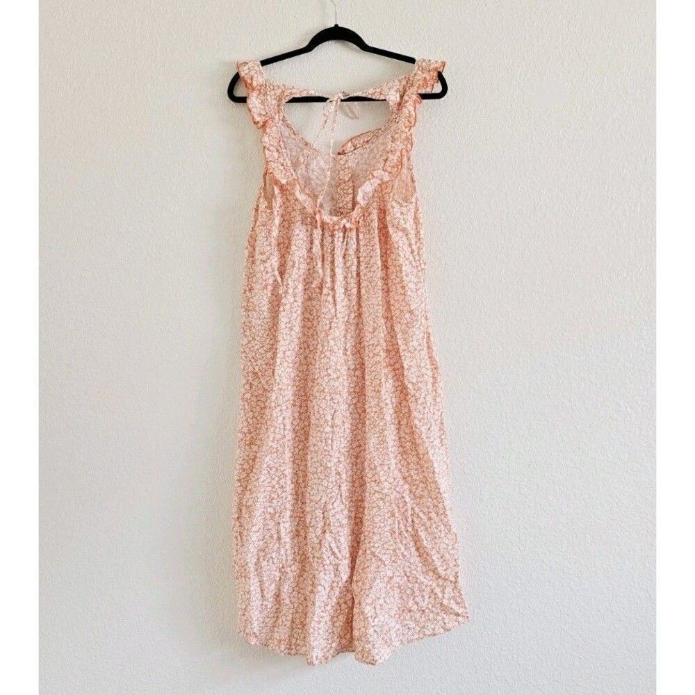 Anthropologie Nora Nightgown Size Medium Sleep Dress Tank Smocked Pink Floral - Picture 6 of 10